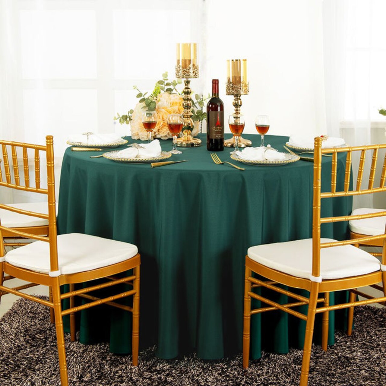 120 Inch Seamless Premium Polyester Tablecloth Hunter Green Holly Green